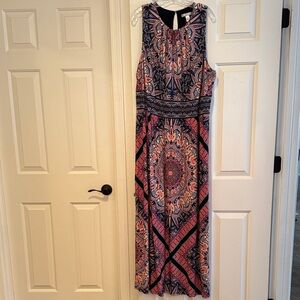 London Times Pink and Black Paisley Maxi Dress